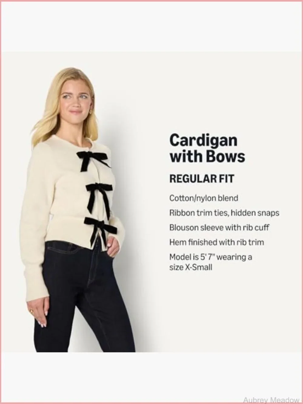 Regular-Fit Long-Sleeve Tie Front Cardigan with Bows